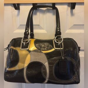 Coach RETRO 2011 F17186 Inlaid/Patchwork Patent Leather Iconic “C” Satchel EUC